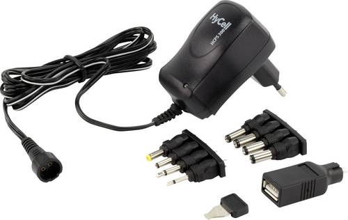 HyCell 1201-0006 Steckernetzteil, einstellbar 3 V/DC, 4.5 V/DC, 5 V/DC, 6 V/DC, 7.5 V/DC, 9 V/DC, 12 V/DC 600mA 7.2W