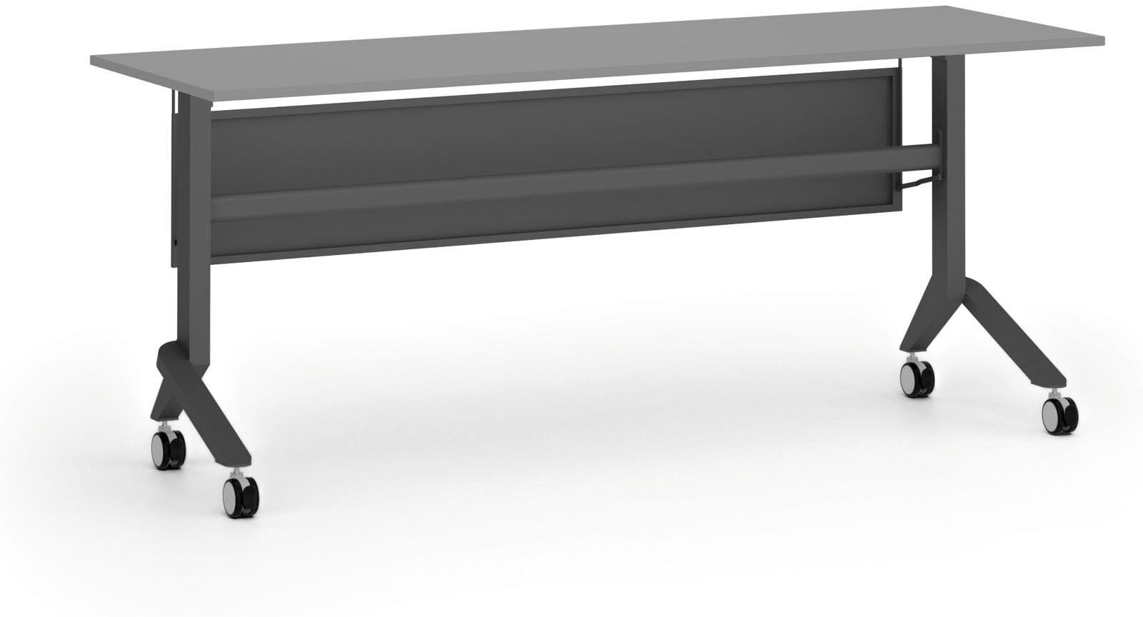 B2B Partner Mobiler Schreibtisch PRIMO MOVE, 180x60 cm, schwarzes Metallgestell, Graphit