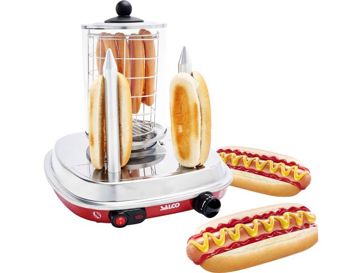 SALCO Hotdog-Maker SHO-6 , bunt (rot, silberfarben), B:33,5cm H:34cm T:36cm, Hot-Dog-Maker, Hotdog-Maker