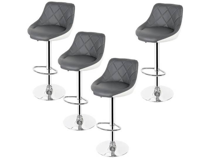 Tabouret de bar bistrot - NAIXIAFU - Lot de 4 en simili Gris - Coussin épais - Siège réglable de 55 à 75 cm