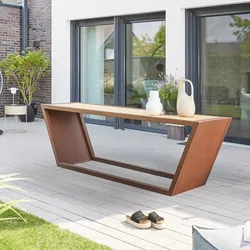 HOME DELUXE Sitzgarnitur aus Stahl KOBON Braun - Made in Germany - 1 x Tisch