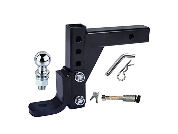 Anhängerkupplung, Trailer 10 Einstellbare 4-Level-Anhänger Drop-Hitch-Kugelhalterung for 2-Zoll-Anhänger-Empfänger Anhängerteile(50mm ball pin)