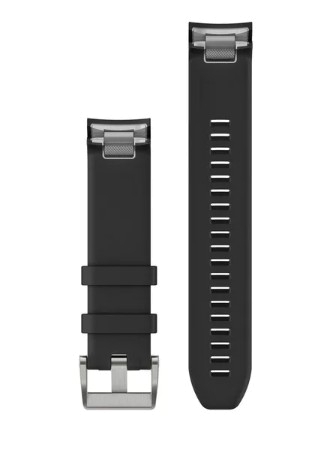 Garmin QuickFit 22-Uhrenarmbänder Schwarzes Silikonarmband (Silber)