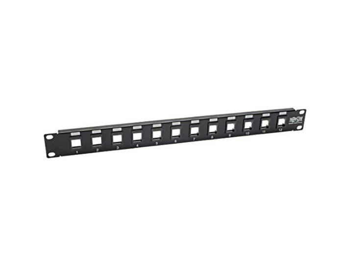 Tripp Lite patchpaneel 12-poort RJ45, Cat 5./Cat 6., USB-/HDMI-aansluiting, niet afgeschermd, 2U RM - N062-012-KJ 12-voudige aansluiting zwart