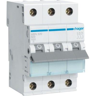 Hager LS-Schalter 3polig, B-20A, 6kA