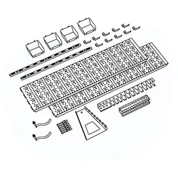 Werkzeugpanels und Boxen ELEMENT SYSTEM, Set mit 19 Werkzeughaltern und 4 Boxen