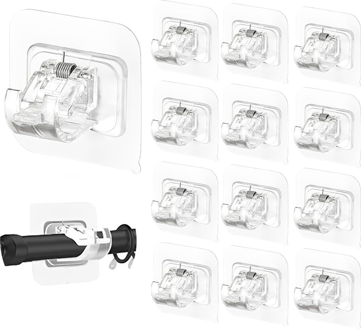 Set van 12 zelfklevende gordijnroedehouders, transparant