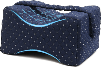 Inspire Essentials Memory Foam Knee Pillow For Side Sleepers With Adjustable Strap navy Blue