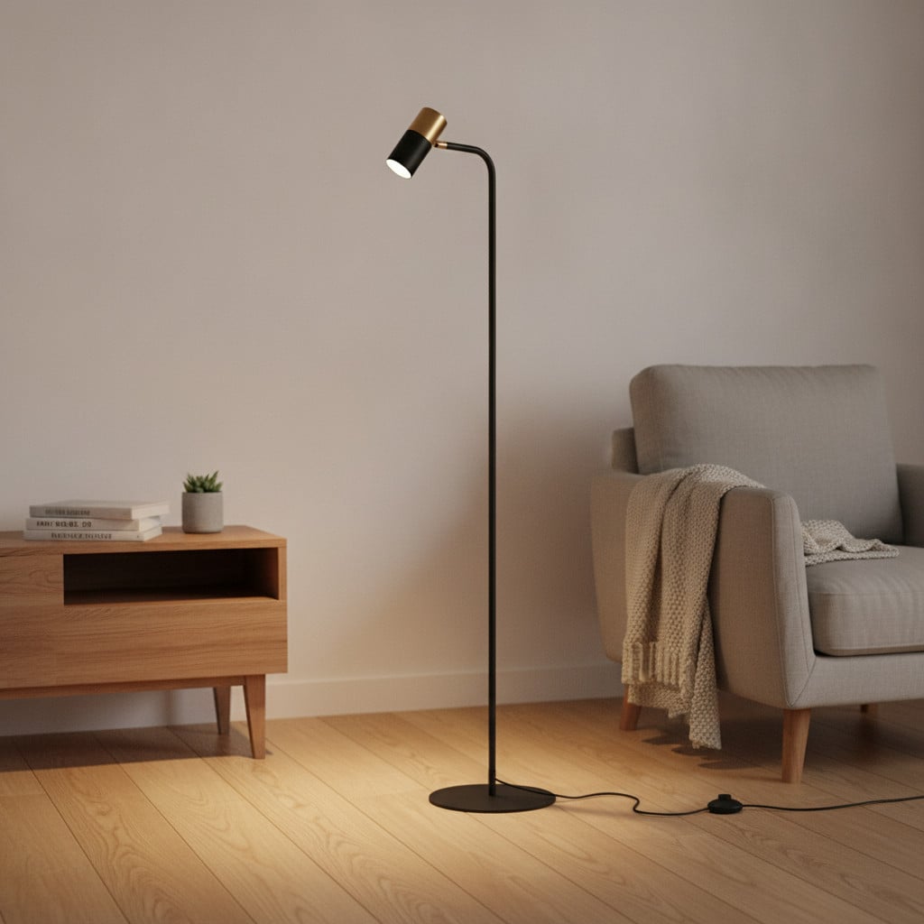 Lyora Vloerlamp Pongo zwart en goud/messing