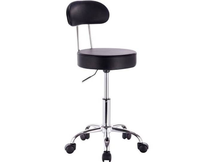 WOLTU Tabouret de bar pivotant tabouret de travail à roulettes dossier et hauteur réglable en similicuir Noir