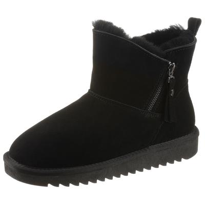 Winterboots ARA "ALASKA Short Zip", Damen, Gr. 43, Lammfell, schwarz (schwarz short zip), Lammfell, Veloursleder, unifarben, Schuhe Winterboots, Stiefel aus echtem Lammfell, G-Weite (weit)