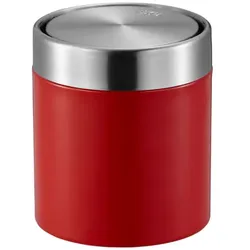 Tischabfalleimer EKO Fandy rot Edelstahl matt 1,5 L praktischer Flachschwingdeckel, schön geformter Behälter