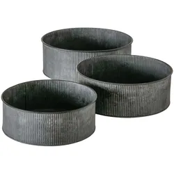 Boltze Metall Übertopf Bionda flach, 3er Set, Ø 24/28/30, Höhe 9/10/11 cm
