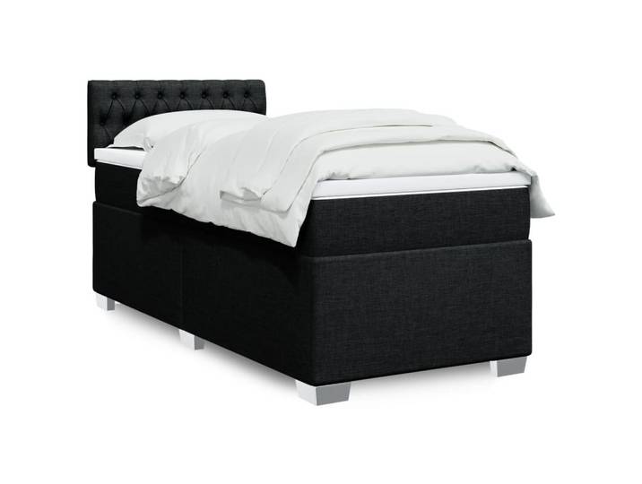 vidaXL Boxspringbett, Boxspringbett mit Matratze Schwarz 100x200 cm Stoff