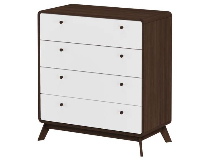 Cassie - Commode Avec 4 Tiroirs En Effet Noyer Blanc