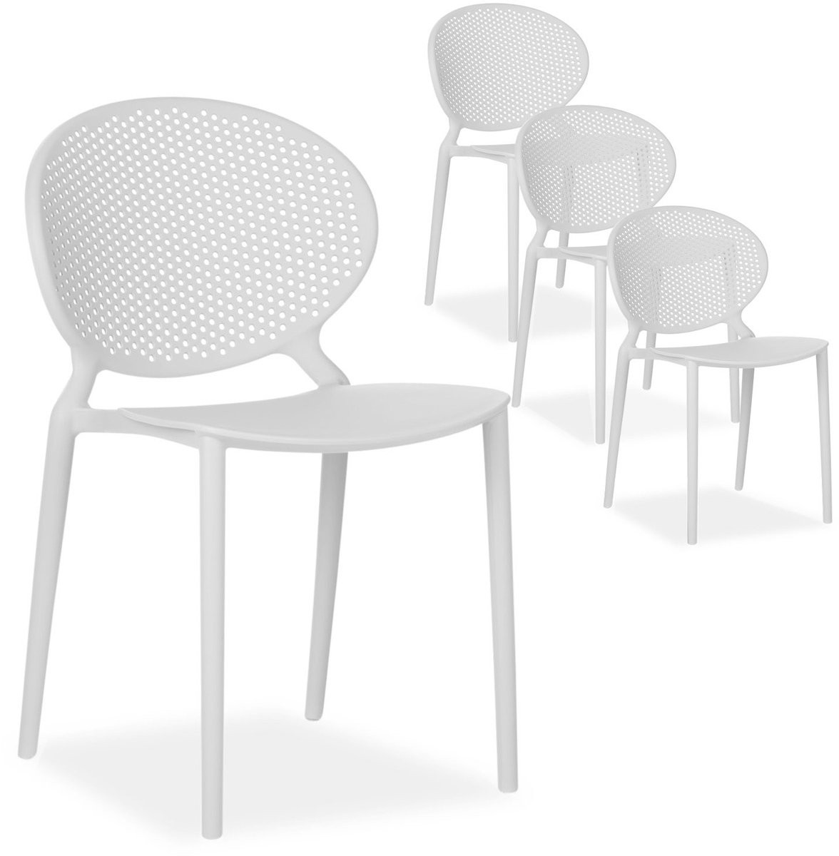 Homestyle4u Set van 4 Stapelbare Tuinstoelen Grijs
