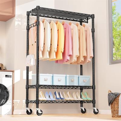 No "Heavy Duty Rolling Garment Rack 3 Tiers - 17.7""D x 47.2""W x 83.6""H"