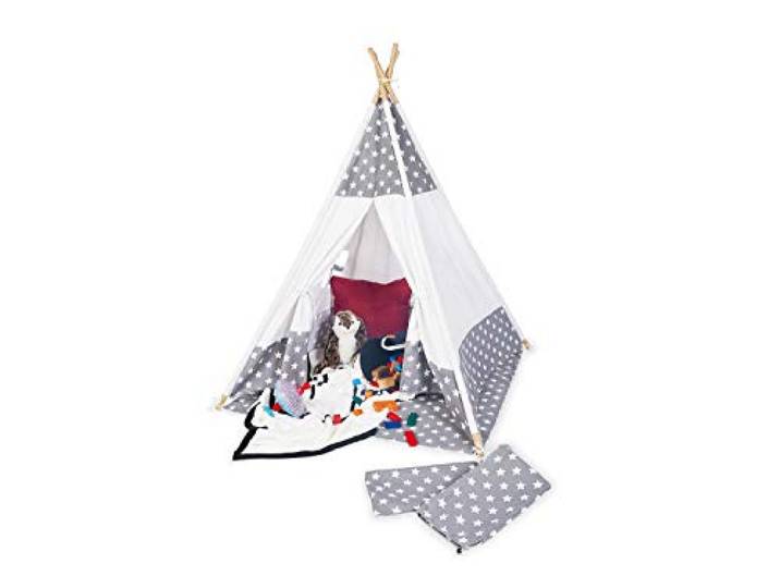 PINOLINO Tipi Zelt für Kinder – Jakara Spielzelt Indianerzelt mit Fenster, Bodenmatte & Aufbewahrungsbeutel, 120×120×155 cm, schnell montiert, Sternchen Muster