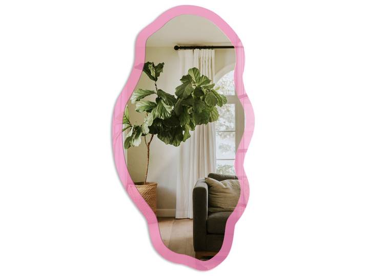 SPIEGEL 90x45 cm asymmetrisch mit Druck - Kühles Rosa