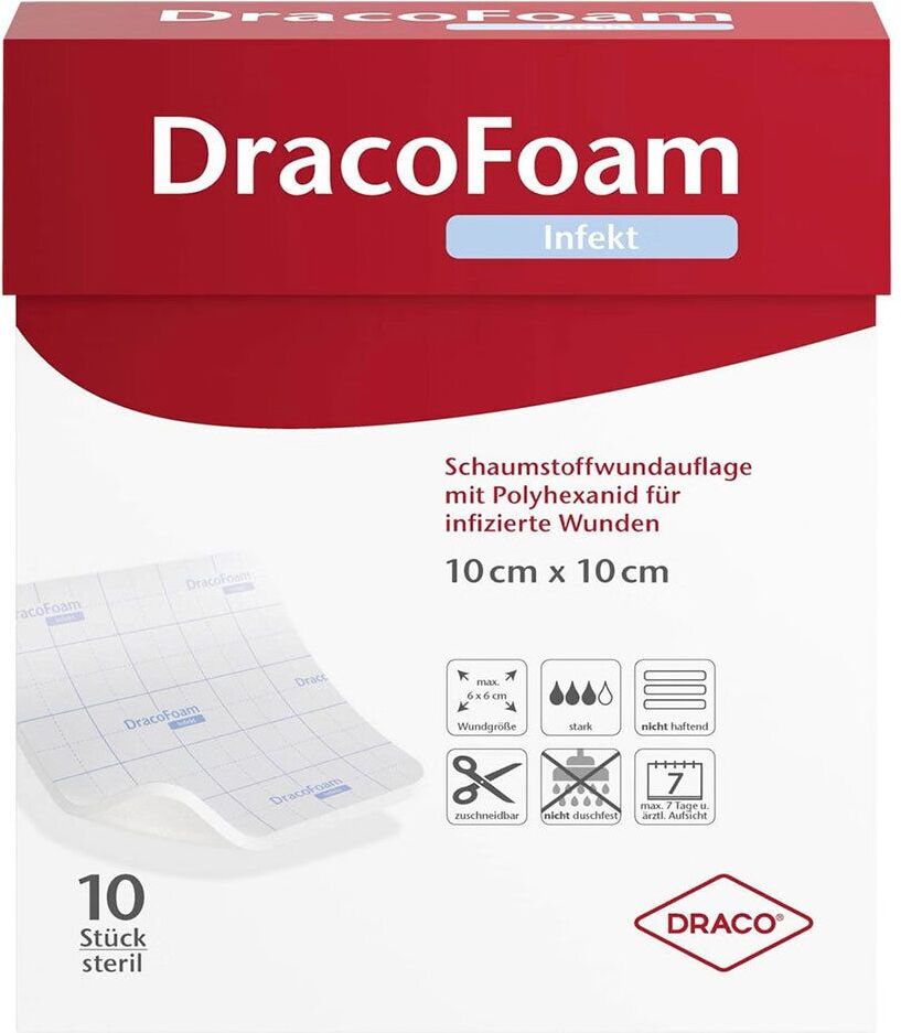 No Brand Dracofoam Infekt Schaumst.Wundauf.10x10 cm 10 St Verband