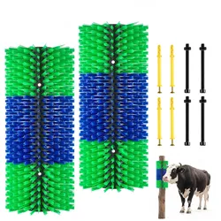 VEVOR Kratzbürste 43x19 cm, Viehbürste 2 Stk. inkl. 8 Schrauben, Rinderkratzer zur Linderung von Rückenjucken, Massage-& Pflege-Kratzwerkzeug für Pferde, Rinder, Schafe & Schweine, Grün & Blau