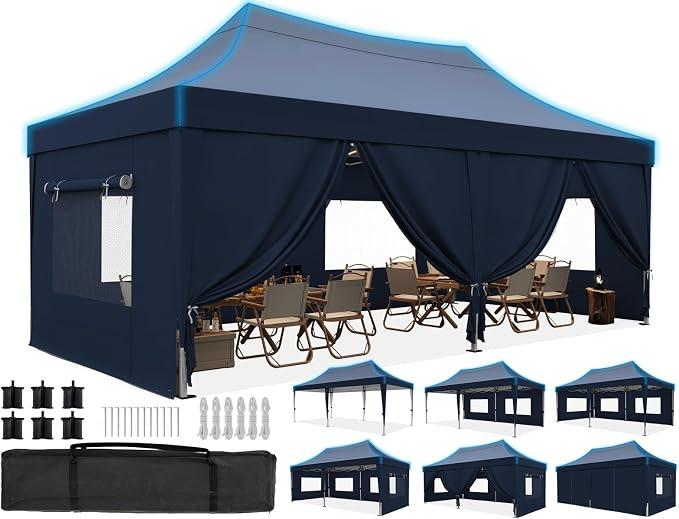 Faltpavillon 3x6m wasserdicht | Partyzelt, Pop-Up Pavillon, Gartenpavillon, stabil, mit Seitenwänden, UV-Schutz 50+, Tragetasche inkl, Stahlrahmen
