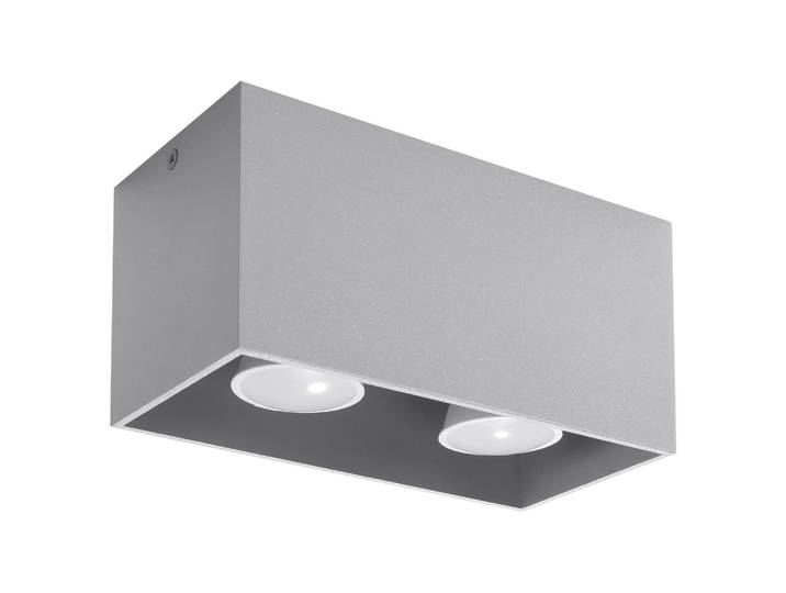 Plafonnier QUAD gris 2xGU10 10W aluminium 10x10x20cm Sollux Lighting