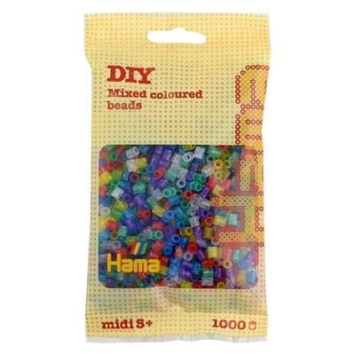 Hama® Bügelperlen Midi - Transparent Glitter Mix 1000 Perlen.