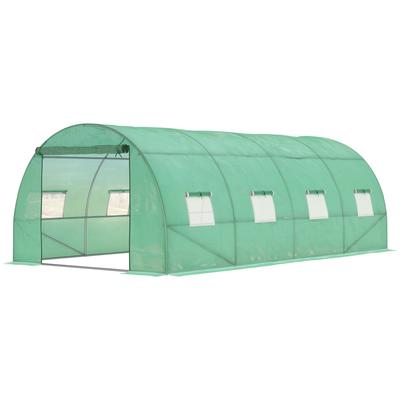 STILVORA Foliengewächshaus Stahl Grün 590x300x200 cm mit Rolltür und Fenstern