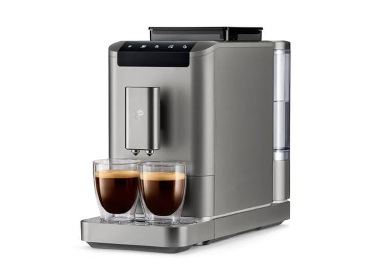 Tchibo Kaffeevollautomat Esperto2 Caffè mit 2-Tassen-Funktion für Caffè Crema und Espresso, Titanum Silver