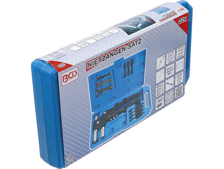 BGS Popnageltang-set voor standaard popnagels\, popmoeren en klinkbouten