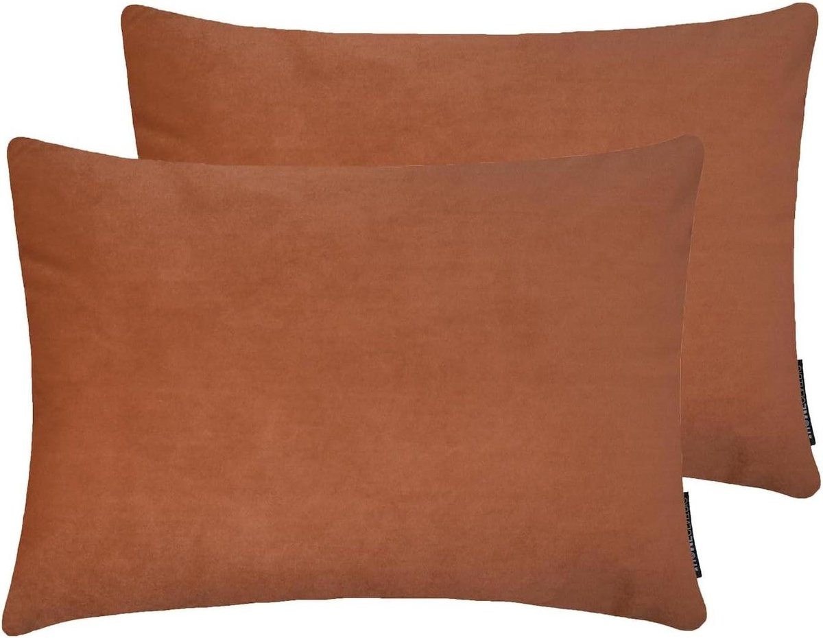 Bruine handgemaakte fluwelen kussensloop set voor woonkamer decoratie - 50 x 70 cm