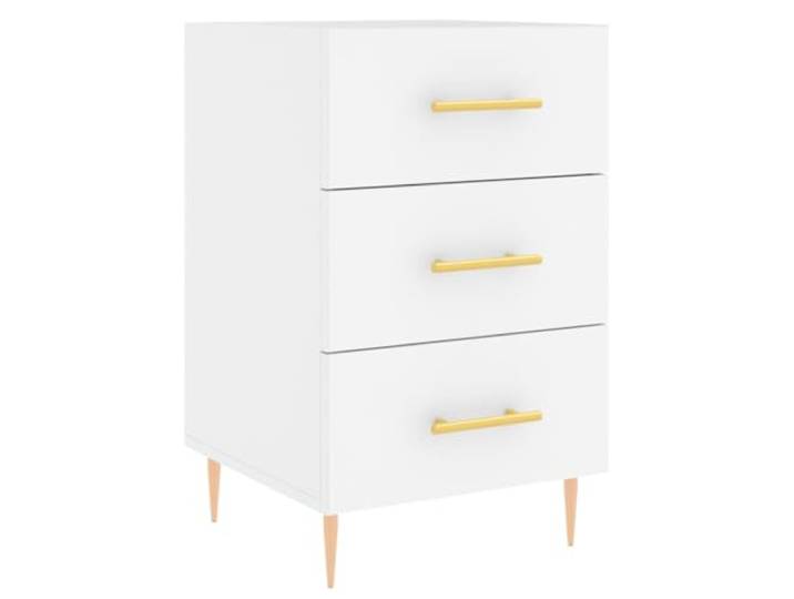 Fisinber Nachttisch Weiß 40x40x66 cm Holzwerkstoff mit Schubladen Kompakter Beistelltisch fürs Schlafzimmer: Schubladen bieten geräumigen Platz, schlanke Metallfüße sorgen für Stabilität.