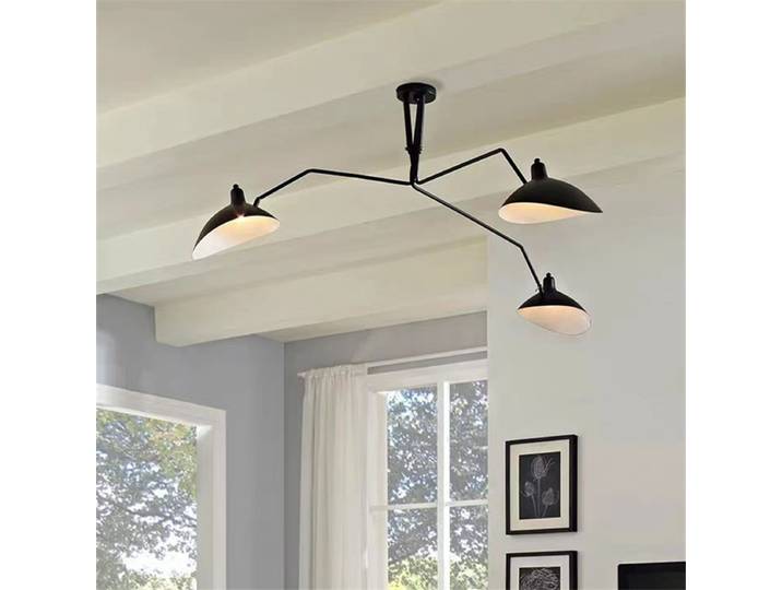 Serge Mouille-Plafonnier Industriel à Bras Long en Forme d'Araignée, Design Artistique, Luminaire Décoratif d'Nik, Idéal pour un Restaurant, une Cuisine ou un Salon