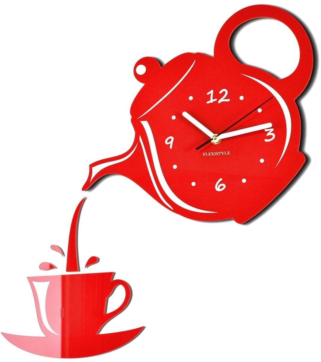 Omgoods Moderne Analoge Wandklok voor de Keuken in Rood