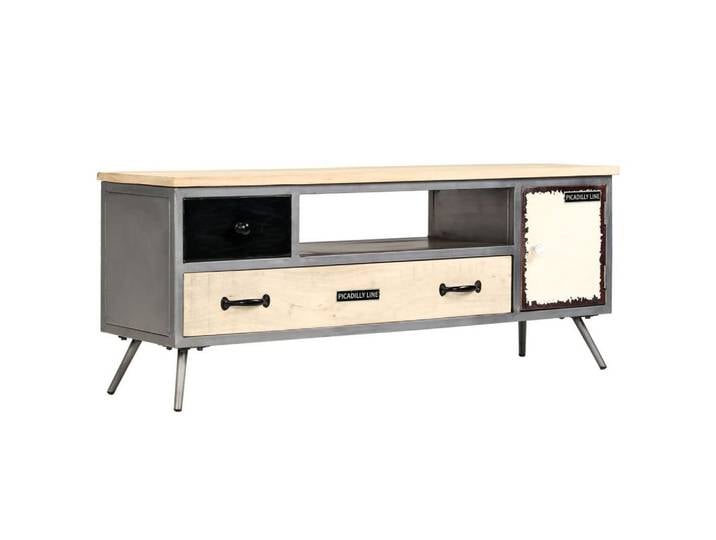 vidaXL TV-Schrank TV-Schrank Massivholz und Stahl 120x30x45 cm