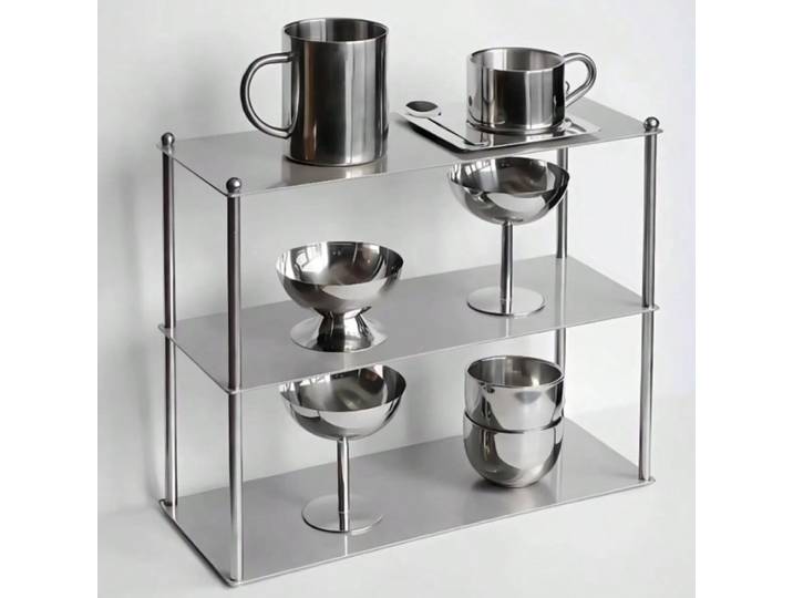 Étagères minimalistes en acier inoxydable, support de rangement à trois couches, organisateur de tasses Vintage, support de rangement de cosmétiques, accessoires de cuisine