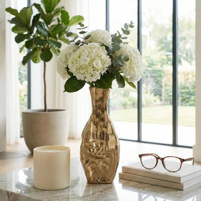 Sagebrook Home Decorative Vase - Gold Metal Artistic Display, 19 in.