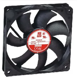RS PRO DC sealed sleeve fan,120mm 24V low speed (120 mm), PC Lüfter, Schwarz