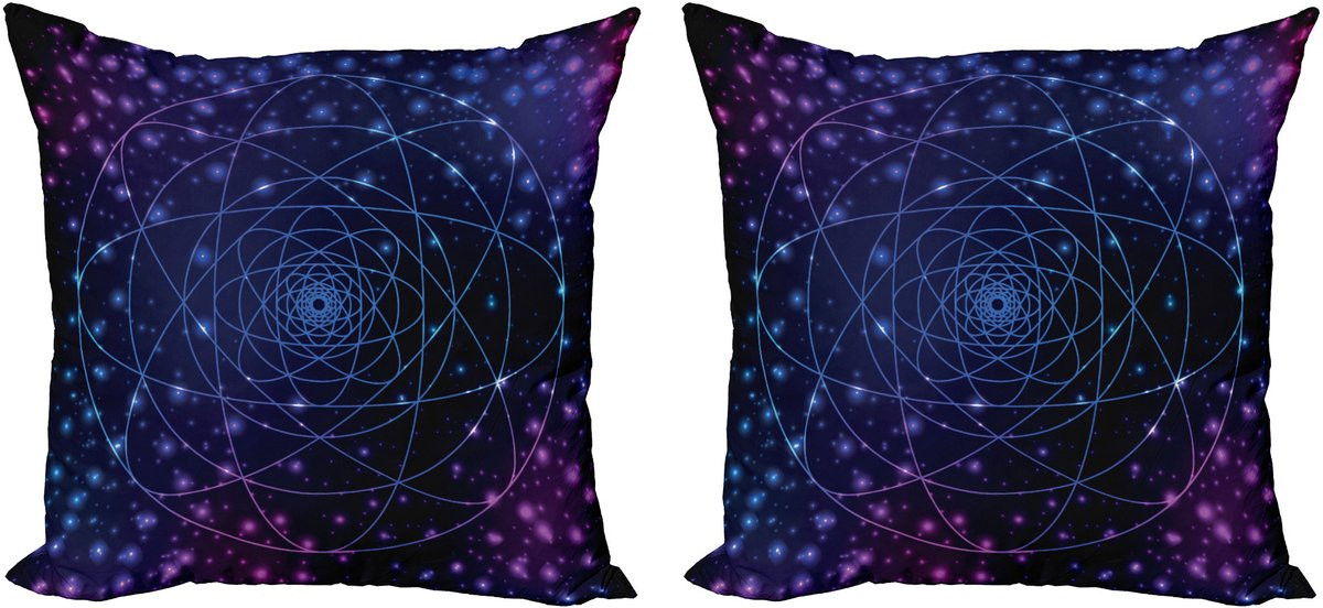 ABAKUHAUS Sterrenmandala Decoratieve Kussenhoezen, Set van 2, Ruimtelijnkunst, Modern Accent, Dubbelzijdige Digitale Print, 60 x 60 cm, Zwart, Blauw, Roze