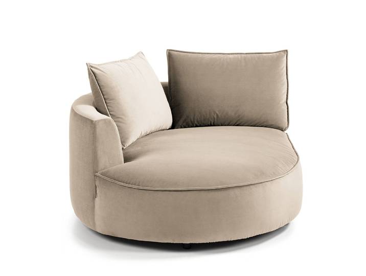 Modulottomane Gold/Beige Samt Shyla 126 x 154cm Ausrichtung links Modern