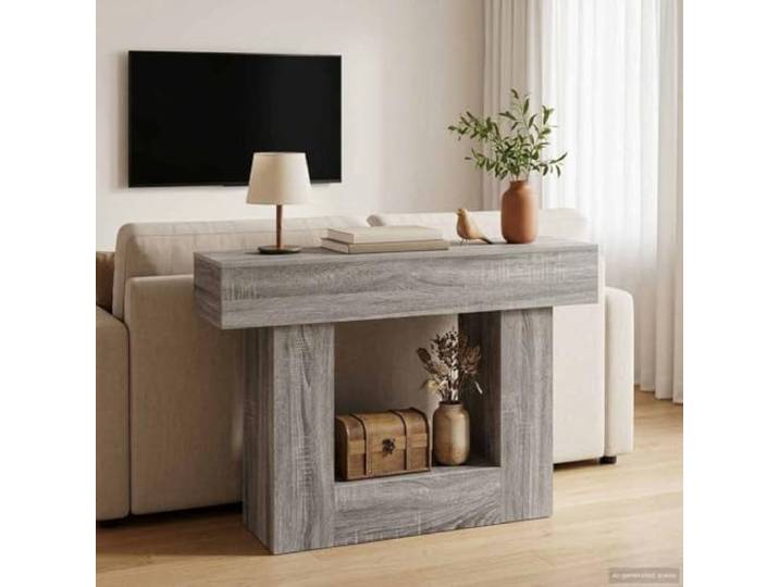 smnyxs Konsolentisch, grau, Sonoma, 101 x 30 x 74 cm, mit Aufbewahrung Minimalistisches Design, mehrere Regale, einfache Montage zu zweit, robust für den täglichen Gebrauch