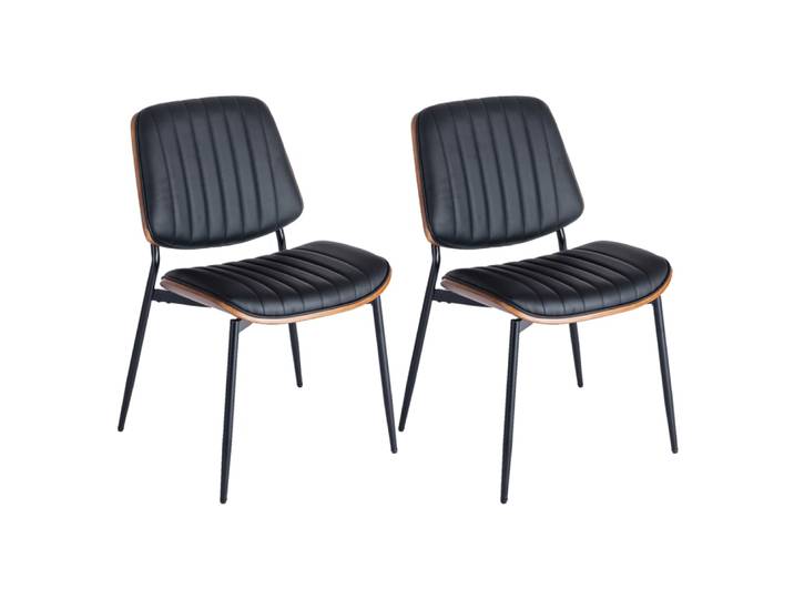 Lot de 2 Chaise vintage noir et bois avec assise rembourrée