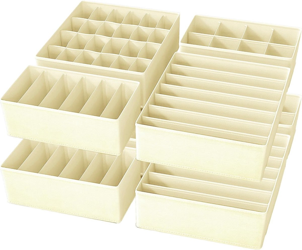 SnelShoppen 8-delige Ondergoed Organizer Set - Vouwbare Ladeverdeler voor Bh's, Sokken en Accessoires - Beige