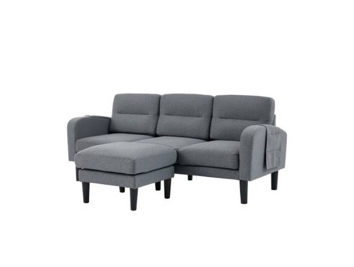 ibettertec Ecksofa Ecksofa L-Form Sofa 3 Sitzer mit Chaiselongue, kleines Ecksofa aus, Set, An der Seite befindet sich eine Aufbewahrungstasche