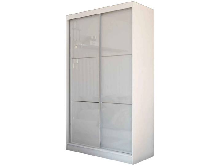 Kleiderschrank 150cm Hochglanz Schiebetüren Kleiderstangen Modern Garderobenschrank Weiß Viva