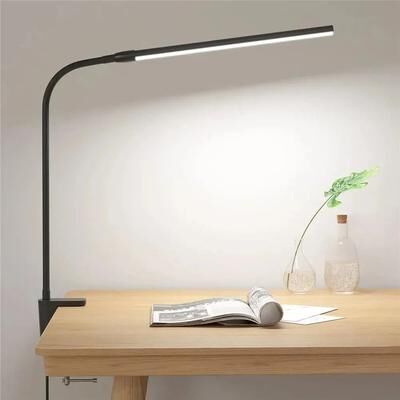 Uplift Essentials Dual Head LED Architect Desk Lamp With Monitor Clip single head Black