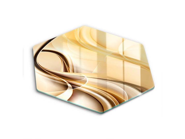 Wallfluent Glasplatte 40 cm Rauch Abstraktion, Dunkelgelb, Glas, Rund, 40x40 cm, Küchenzubehör, Schneidebretter