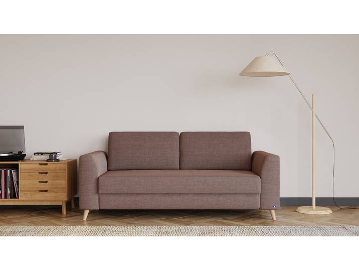 BRUNO Schlafsofa 160cm in Braun Klassik stabiles Massivholz & Boxspringkomfort