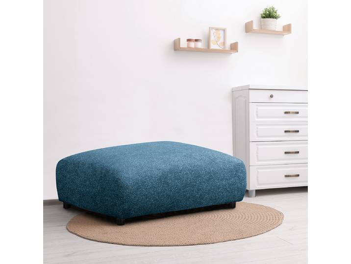 Polsterhocker 88 x 88cm Blau Strukturstoff Blerta: Dunkelblau